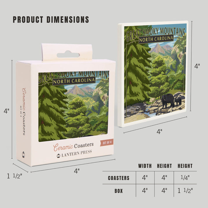 Great Smoky Mountains National Park, Tennessee, Leconte Creek and Bear Family Press, Coasters Coasters Lantern Press