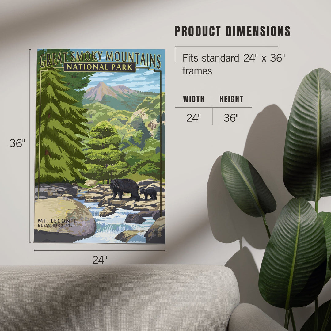 Great Smoky Mountains National Park, Tennessee, Leconte Creek and Mt. Leconte Press, Art & Giclee Prints - Lantern Press