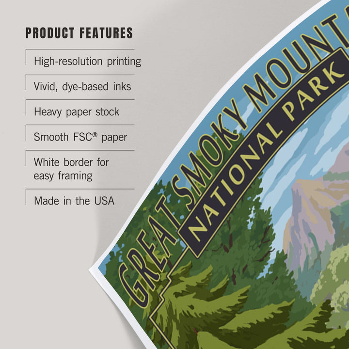 Great Smoky Mountains National Park, Tennessee, Leconte Creek and Mt. Leconte Press, Art & Giclee Prints - Lantern Press