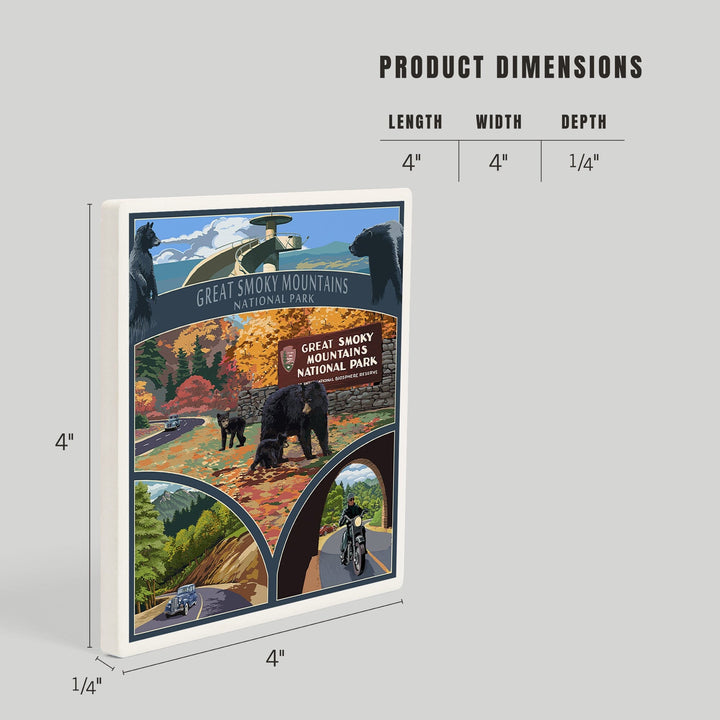 Great Smoky Mountains National Park, Tennessee, Montage, Coasters Coasters Lantern Press