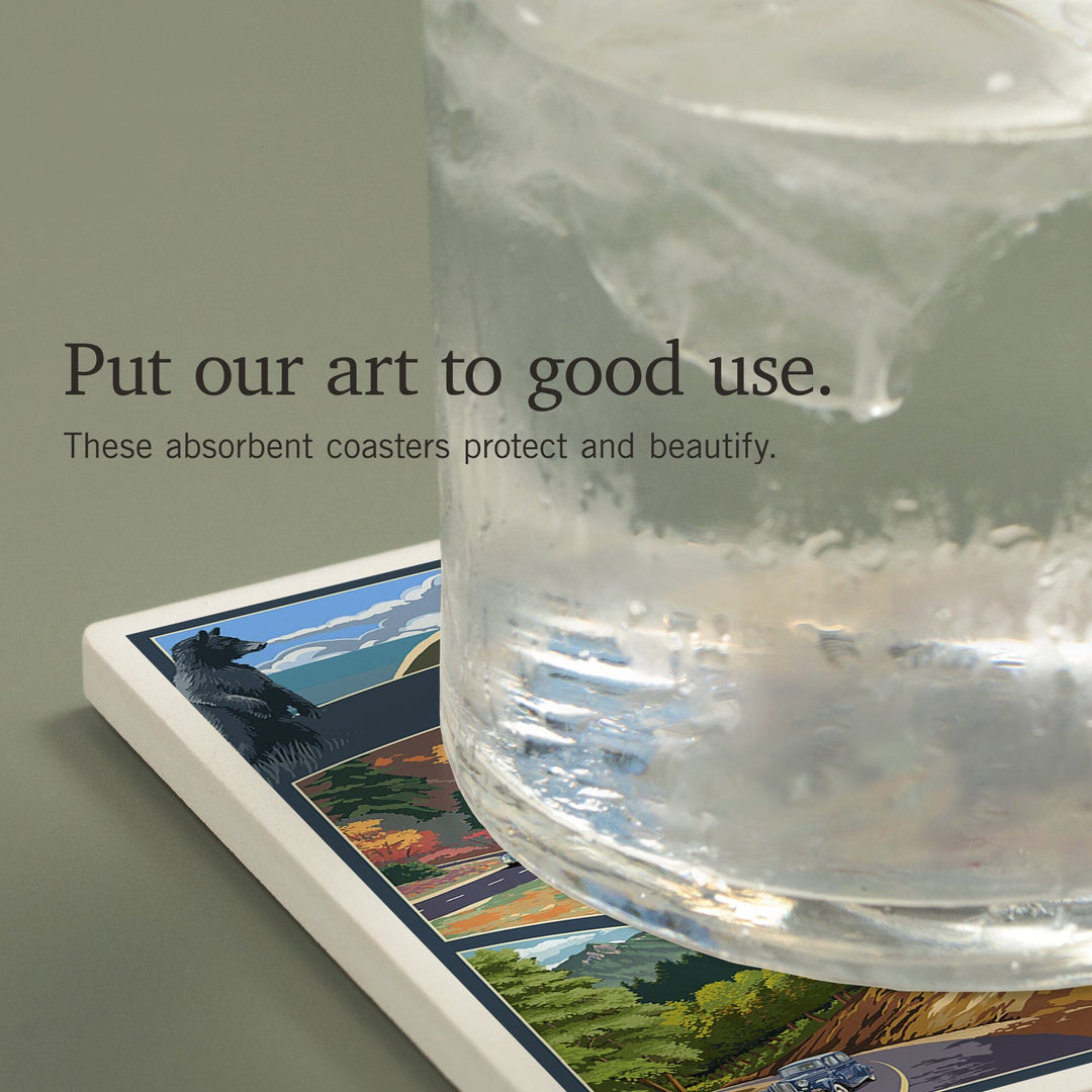 Great Smoky Mountains National Park, Tennessee, Montage, Coasters Coasters Lantern Press