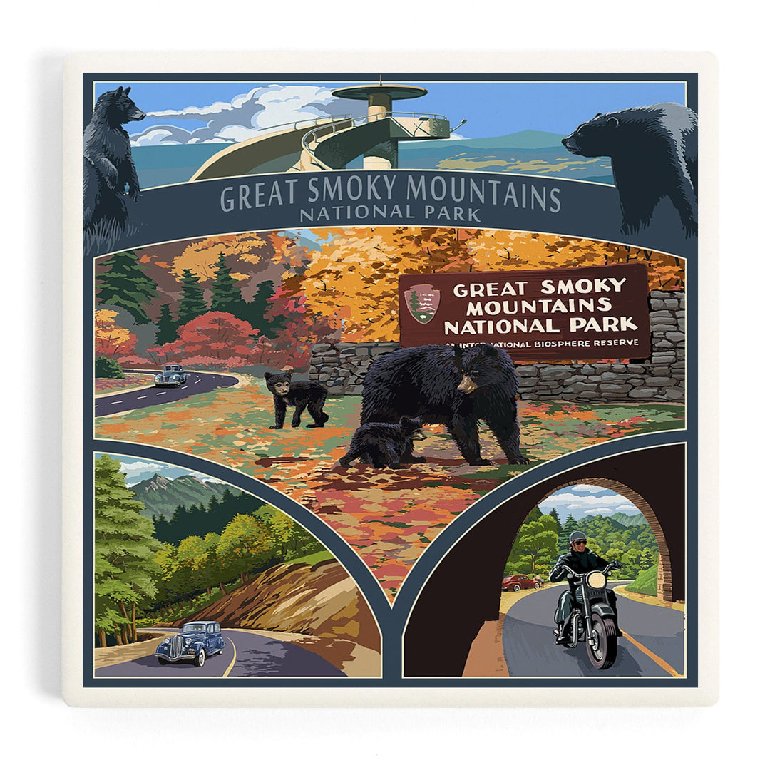 Great Smoky Mountains National Park, Tennessee, Montage, Coasters Coasters Lantern Press Coaster