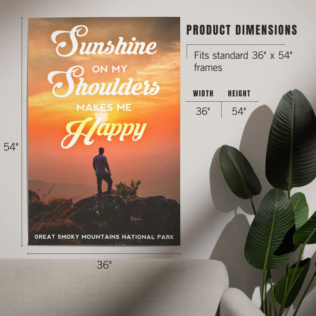 Great Smoky Mountains National Park, Tennessee, Sunshine Quote and Hiker, Photography, Art & Giclee Prints - Lantern Press