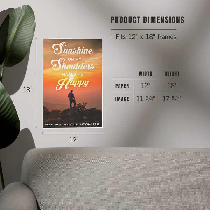 Great Smoky Mountains National Park, Tennessee, Sunshine Quote and Hiker, Photography, Art & Giclee Prints - Lantern Press