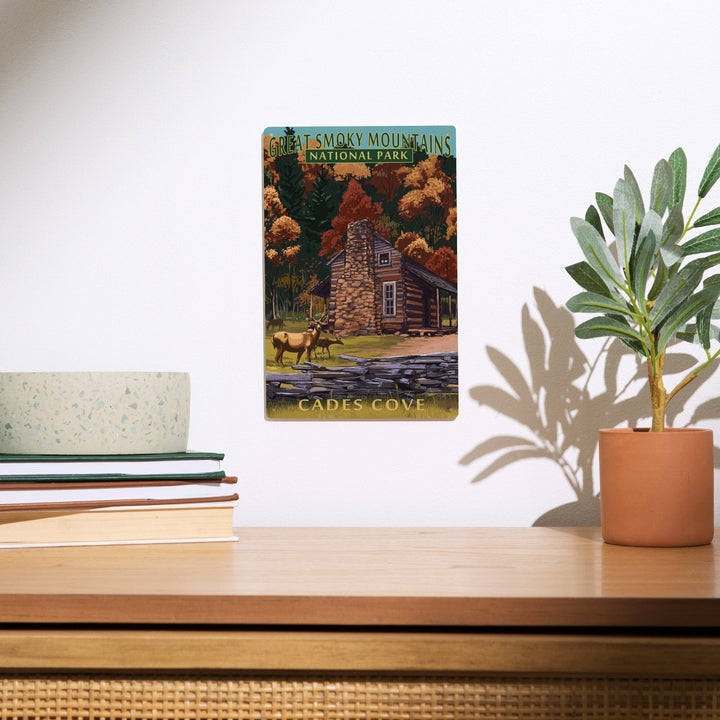 Great Smoky Mountains National Park, Tennesseee, Cades Cove & John Oliver Cabin, Lantern Press, Wood Signs and Postcards - Lantern Press