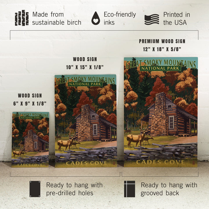 Great Smoky Mountains National Park, Tennesseee, Cades Cove & John Oliver Cabin, Lantern Press, Wood Signs and Postcards - Lantern Press