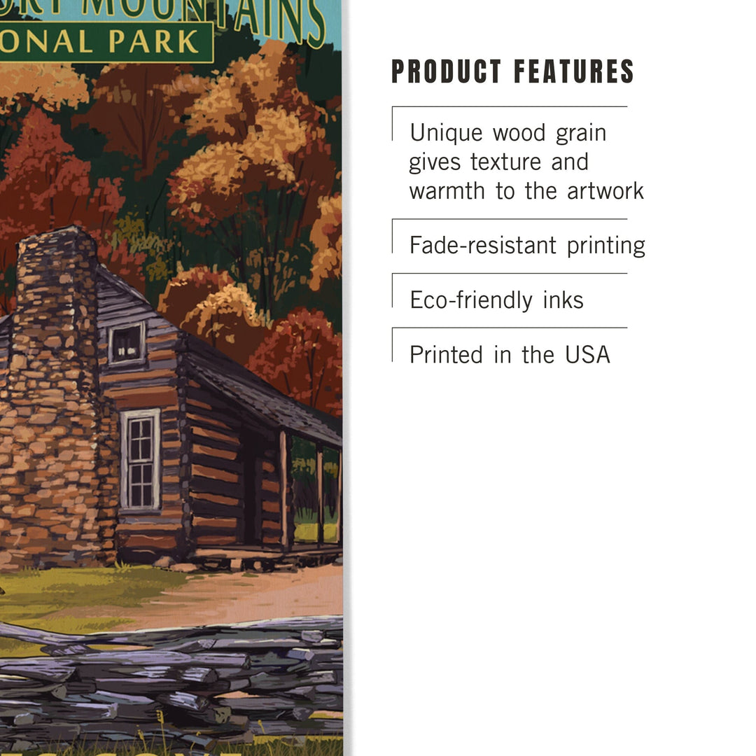 Great Smoky Mountains National Park, Tennesseee, Cades Cove & John Oliver Cabin, Lantern Press, Wood Signs and Postcards - Lantern Press