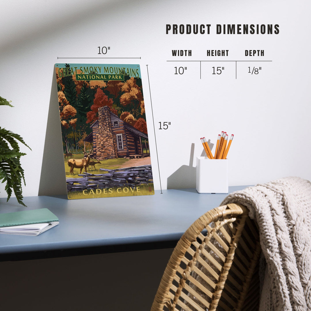Great Smoky Mountains National Park, Tennesseee, Cades Cove & John Oliver Cabin, Lantern Press, Wood Signs and Postcards - Lantern Press