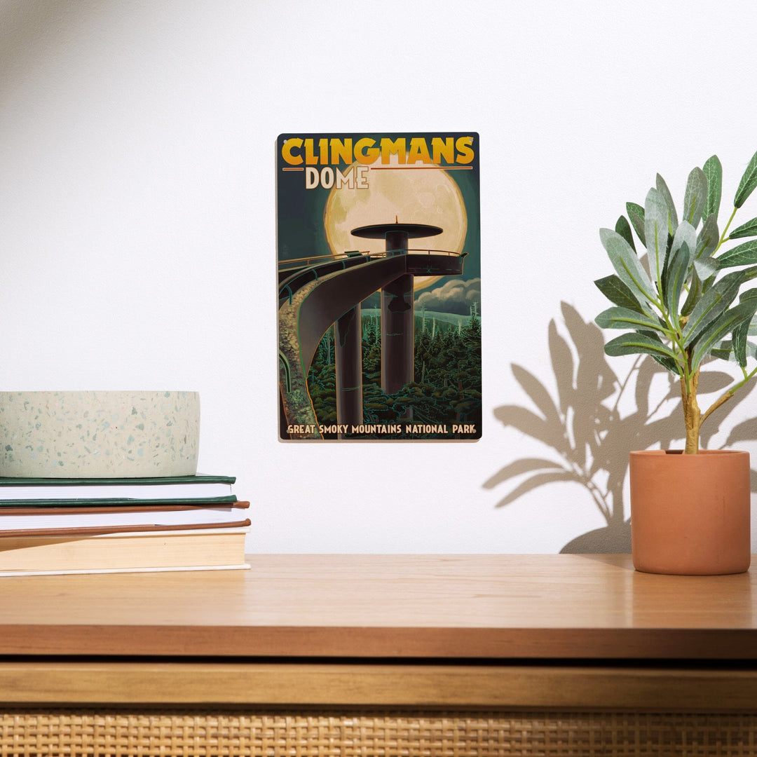 Great Smoky Mountains National Park, Tennesseee, Clingmans Dome and Moon, Lantern Press Artwork, Wood Signs and Postcards - Lantern Press