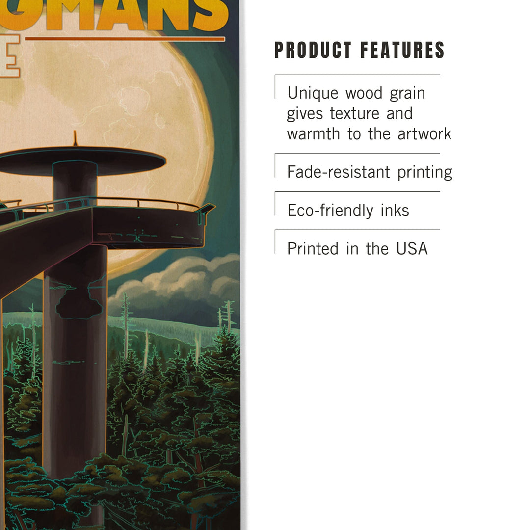Great Smoky Mountains National Park, Tennesseee, Clingmans Dome and Moon, Lantern Press Artwork, Wood Signs and Postcards - Lantern Press