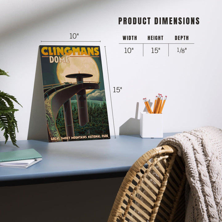 Great Smoky Mountains National Park, Tennesseee, Clingmans Dome and Moon, Lantern Press Artwork, Wood Signs and Postcards - Lantern Press