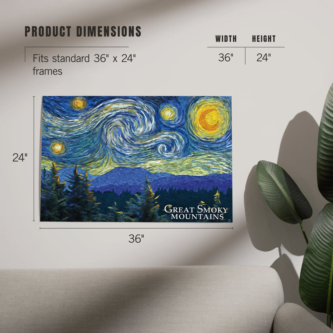 Great Smoky Mountains, Starry Night, Art & Giclee Prints - Lantern Press