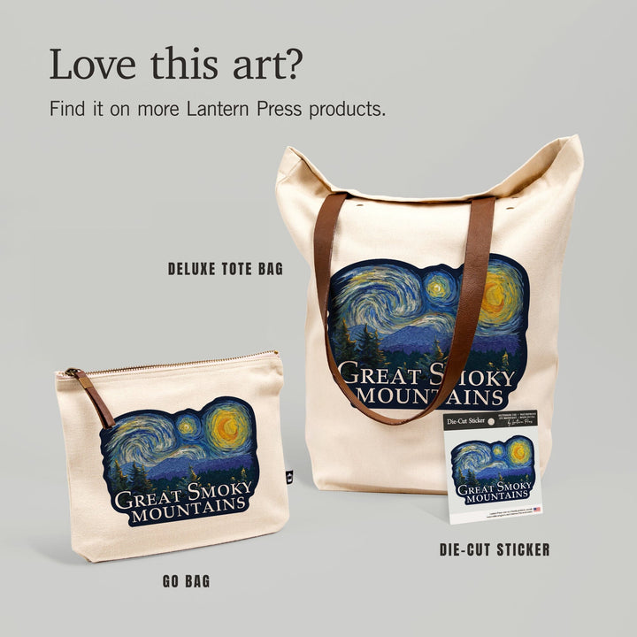 Great Smoky Mountains, Starry Night, Contour, Lantern Press Artwork, Vinyl Sticker - Lantern Press