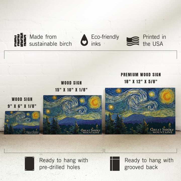 Great Smoky Mountains, Starry Night, Lantern Press Artwork, Wood Signs and Postcards - Lantern Press