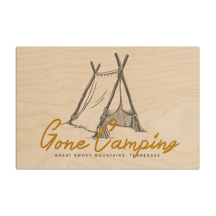 Great Smoky Mountains, Tennessee, Gone Camping, Tent, Lantern Press Artwork, Wood Signs and Postcards - Lantern Press