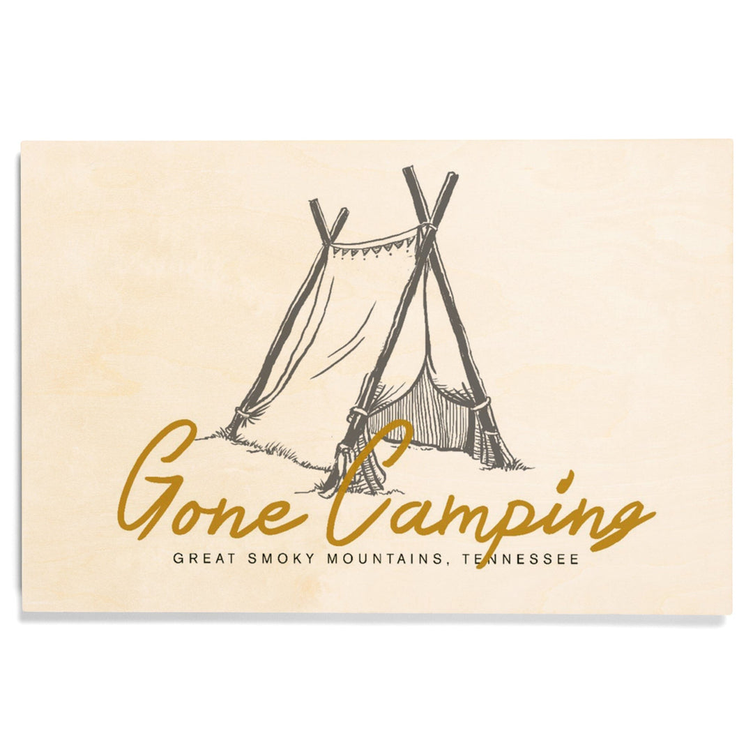 Great Smoky Mountains, Tennessee, Gone Camping, Tent, Lantern Press Artwork, Wood Signs and Postcards - Lantern Press