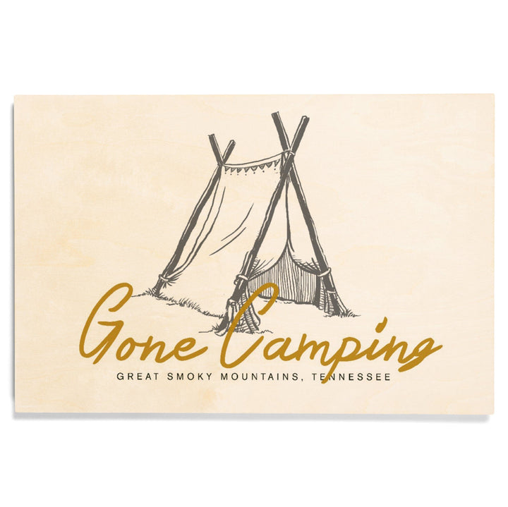 Great Smoky Mountains, Tennessee, Gone Camping, Tent, Lantern Press Artwork, Wood Signs and Postcards - Lantern Press