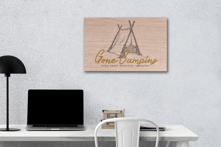 Great Smoky Mountains, Tennessee, Gone Camping, Tent, Lantern Press Artwork, Wood Signs and Postcards - Lantern Press