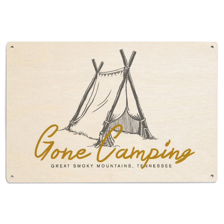 Great Smoky Mountains, Tennessee, Gone Camping, Tent, Lantern Press Artwork, Wood Signs and Postcards - Lantern Press