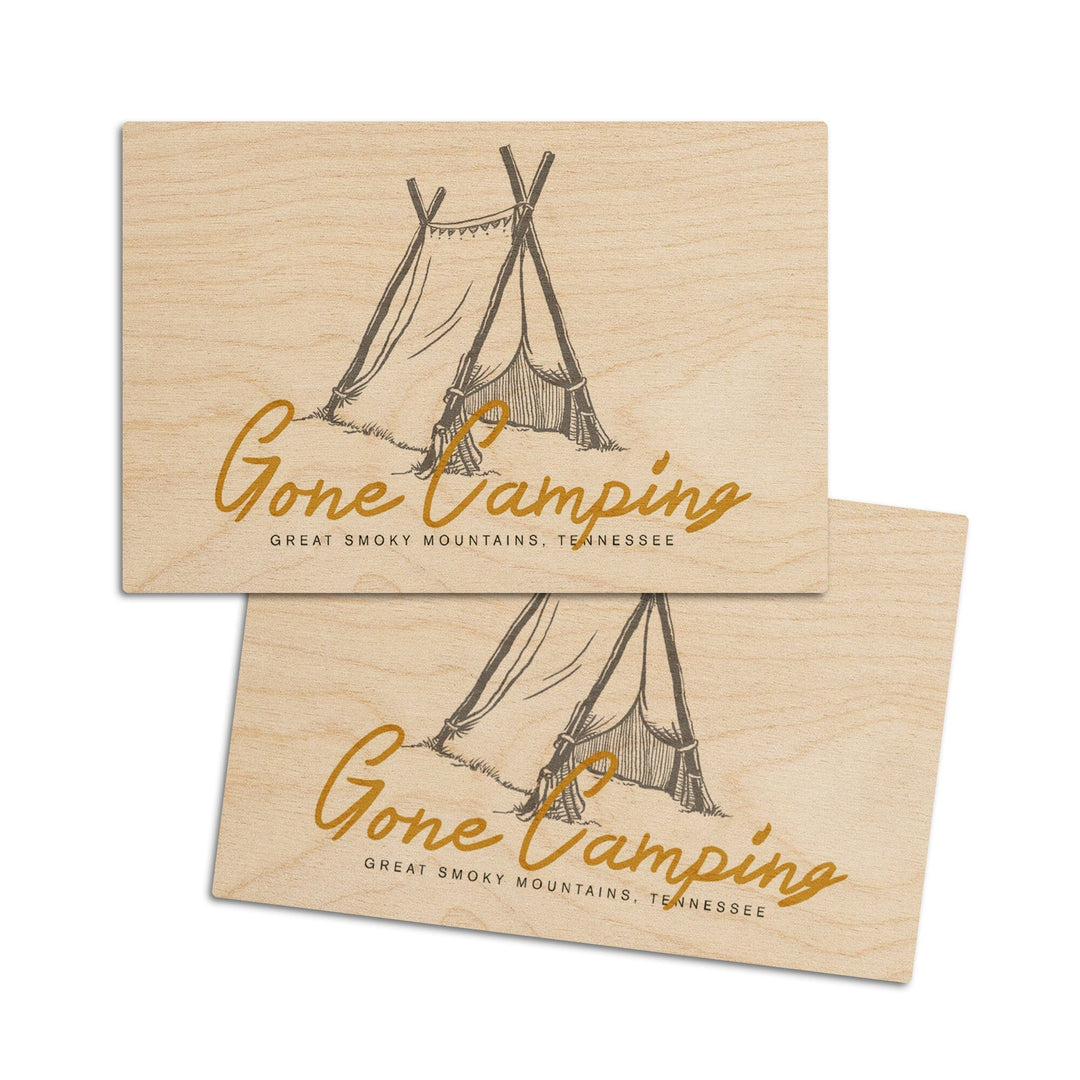 Great Smoky Mountains, Tennessee, Gone Camping, Tent, Lantern Press Artwork, Wood Signs and Postcards - Lantern Press