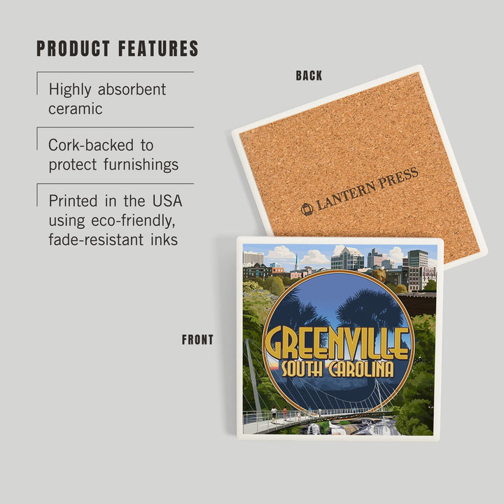 Greenville, South Carolina, Montage, Coasters Coasters Lantern Press