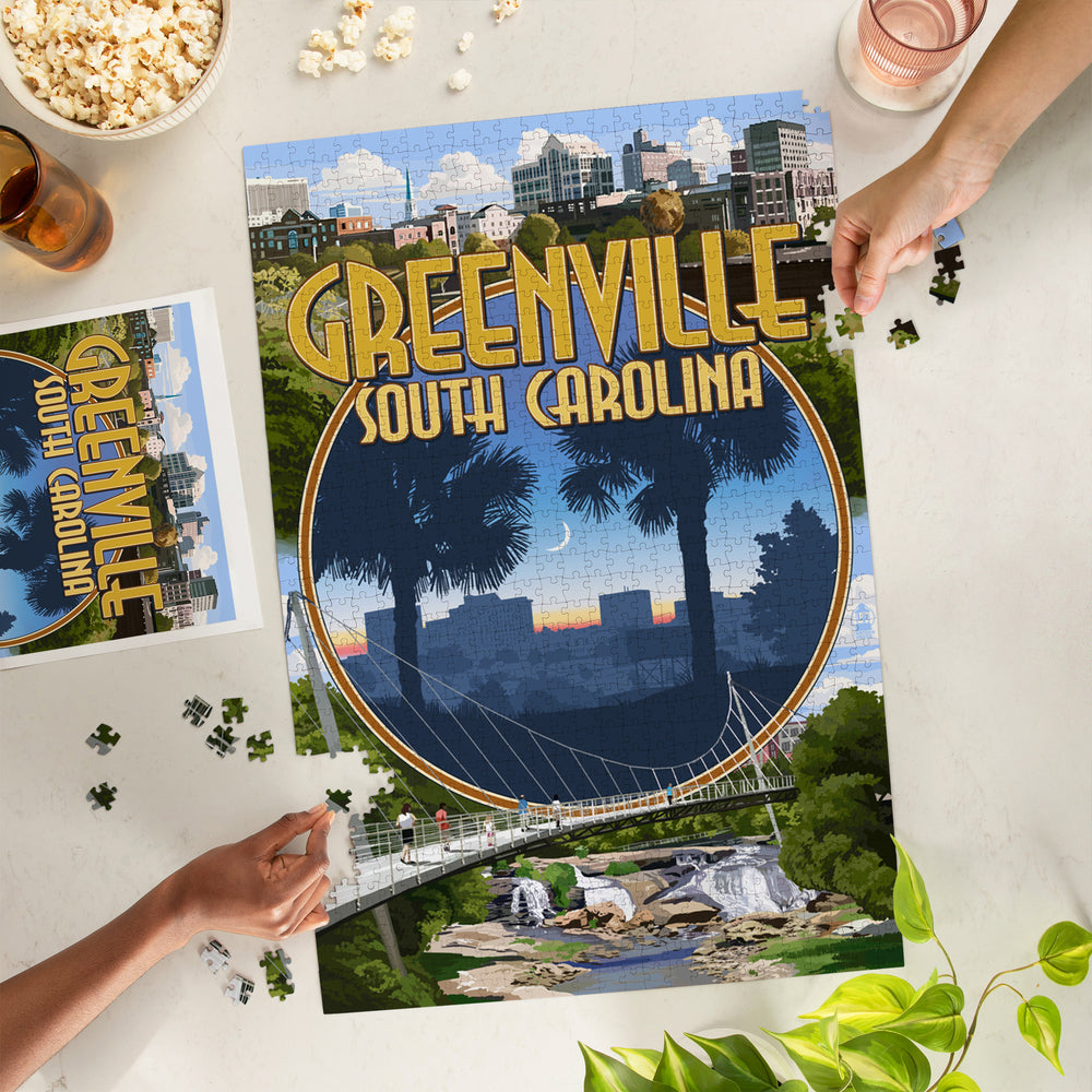 Greenville, South Carolina, Montage, Jigsaw Puzzle Puzzle Lantern Press