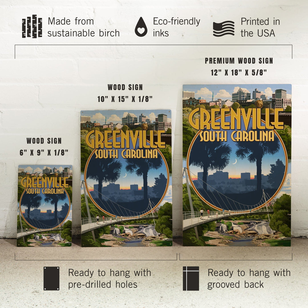 Greenville, South Carolina, Montage, Lantern Press Poster, Wood Signs and Postcards - Lantern Press