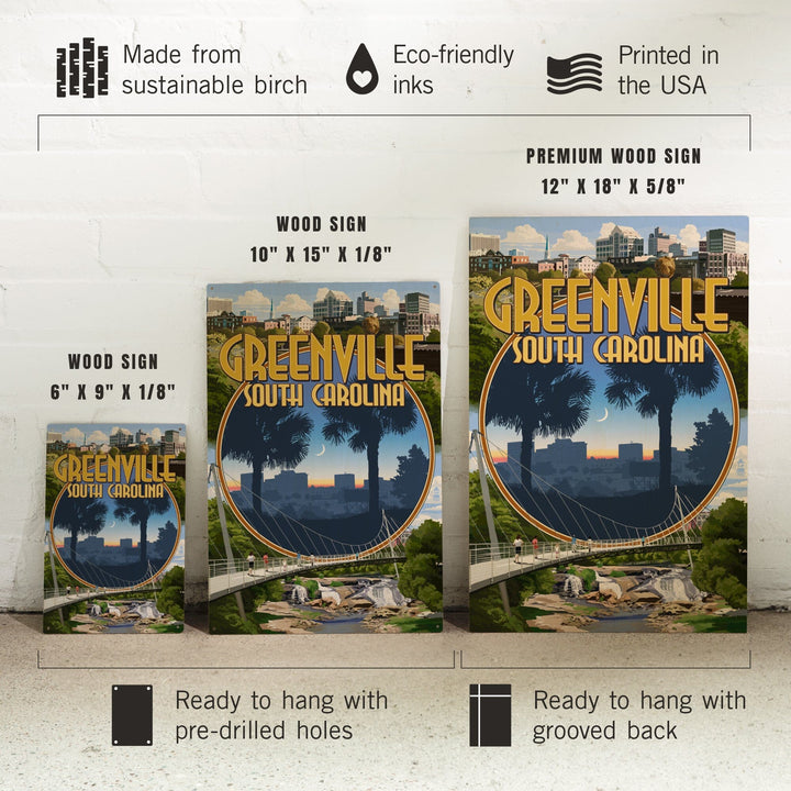 Greenville, South Carolina, Montage, Lantern Press Poster, Wood Signs and Postcards - Lantern Press