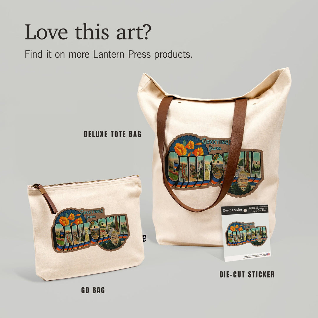 Greetings from California, Contour, Vinyl Sticker Sticker Lantern Press