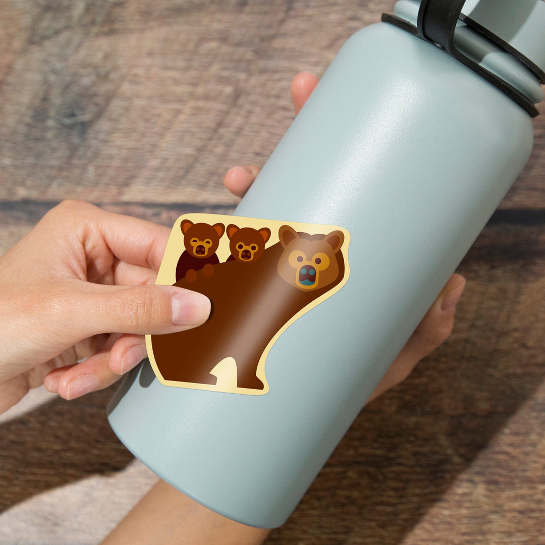 Grizzly Family, Geometric, Contour, Lantern Press Artwork, Vinyl Sticker - Lantern Press