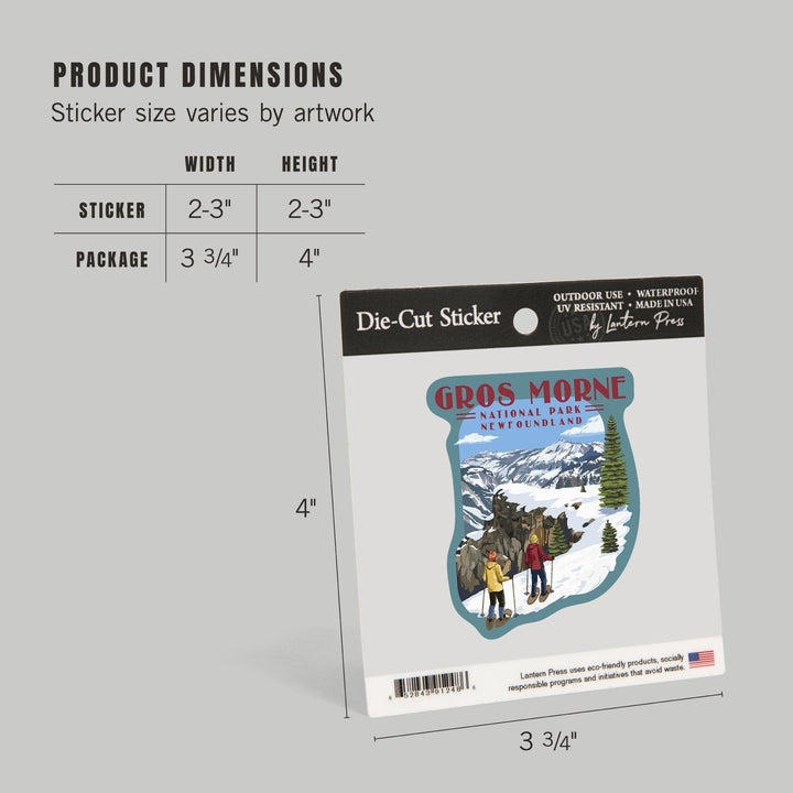 Gros Morne National Park, Newfoundland, Snowshoe Scene, Contour, Vinyl Sticker Sticker Lantern Press