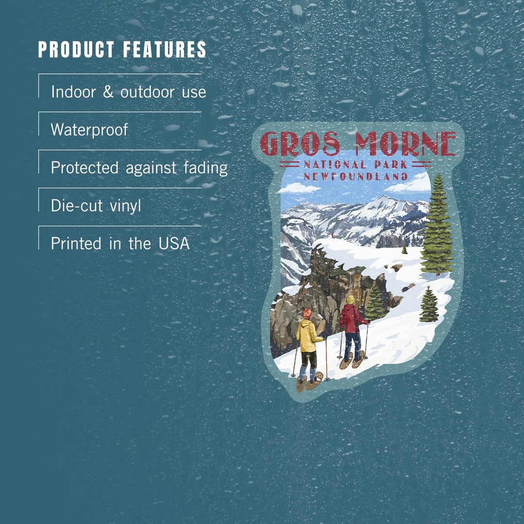 Gros Morne National Park, Newfoundland, Snowshoe Scene, Contour, Vinyl Sticker Sticker Lantern Press