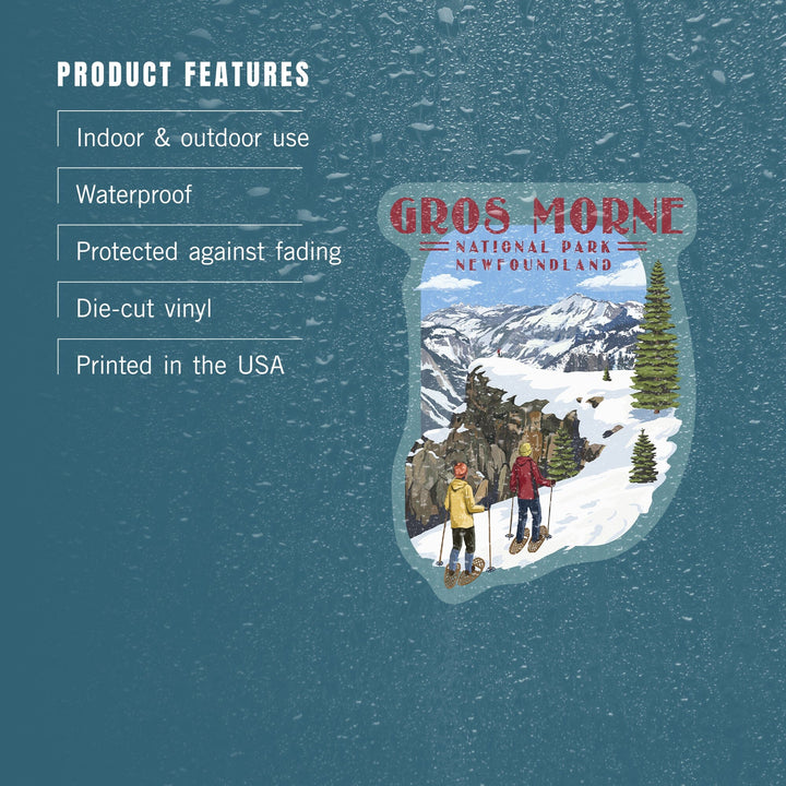 Gros Morne National Park, Newfoundland, Snowshoe Scene, Contour, Vinyl Sticker Sticker Lantern Press