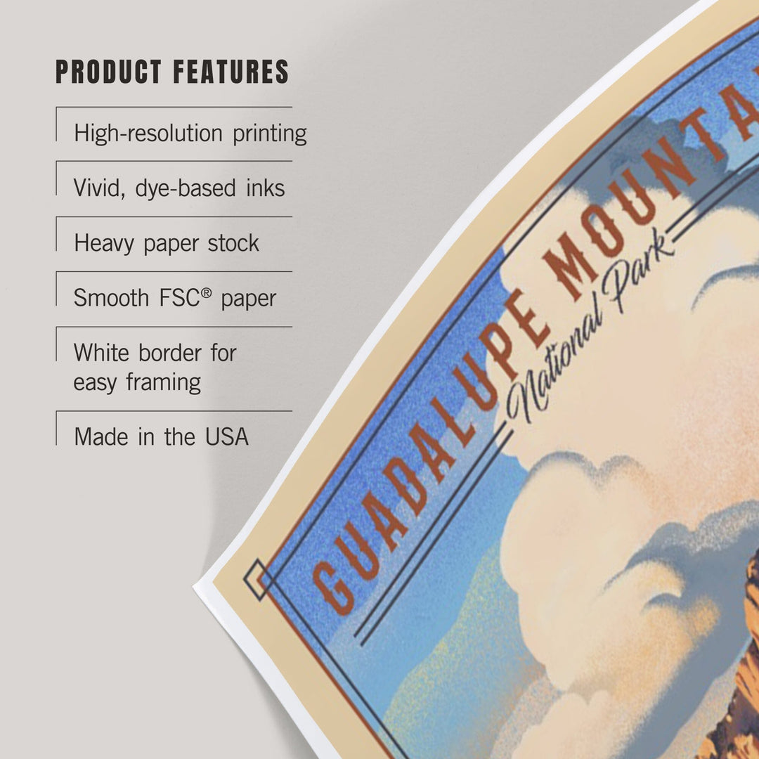 Guadalupe Mountains National Park, Texas, Lithograph National Park Series, Art & Giclee Prints - Lantern Press