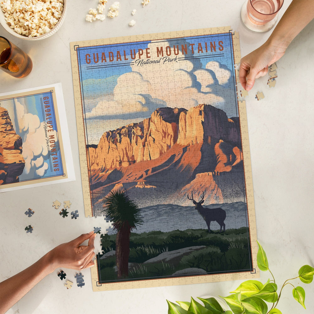 Guadalupe Mountains National Park, Texas, Lithograph National Park Series, Jigsaw Puzzle Puzzle Lantern Press