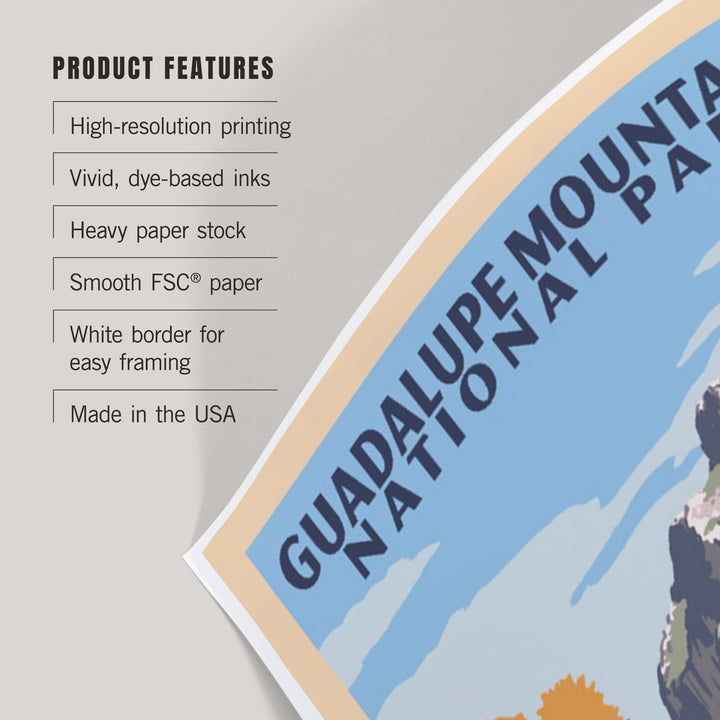 Guadalupe Mountains National Park, WPA Style, Art & Giclee Prints - Lantern Press