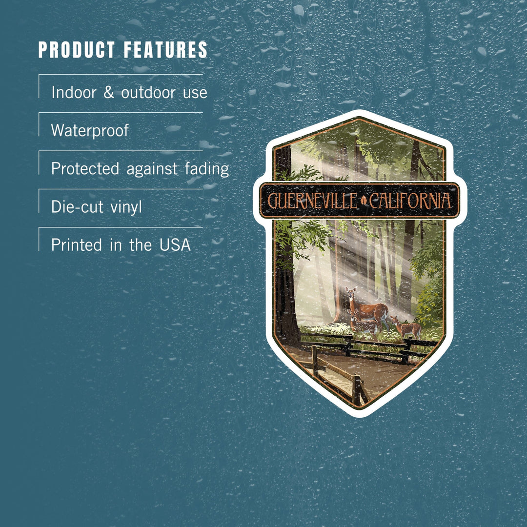 Guerneville, California, Deer & Fawns, Contour, Lantern Press Artwork, Vinyl Sticker - Lantern Press