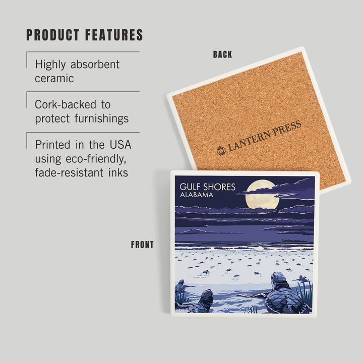 Gulf Shores, Alabama, Sea Turtles, Coasters Coasters Lantern Press