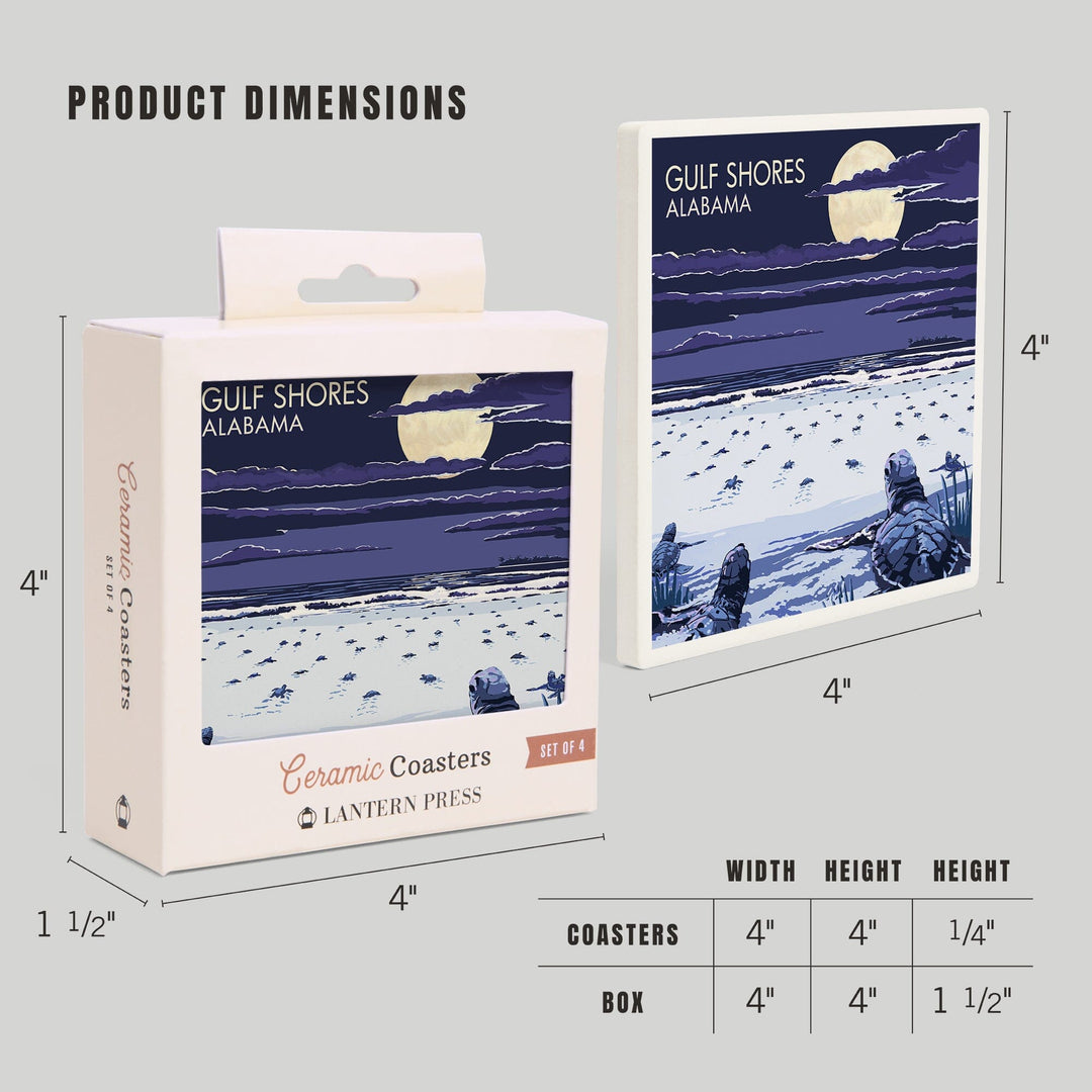 Gulf Shores, Alabama, Sea Turtles, Coasters Coasters Lantern Press