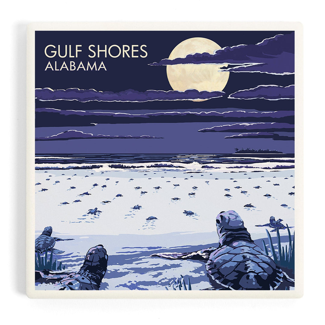 Gulf Shores, Alabama, Sea Turtles, Coasters Coasters Lantern Press Coaster