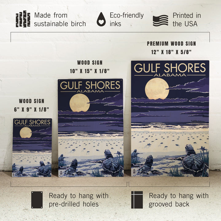 Gulf Shores, Alabama, Sea Turtles, Lantern Press Artwork, Wood Signs and Postcards - Lantern Press