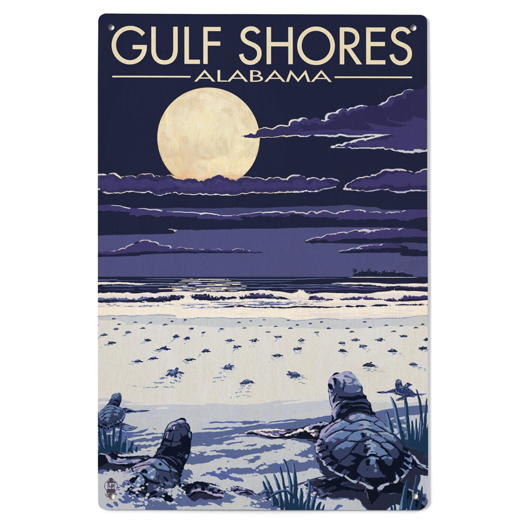 Gulf Shores, Alabama, Sea Turtles, Lantern Press Artwork, Wood Signs and Postcards - Lantern Press