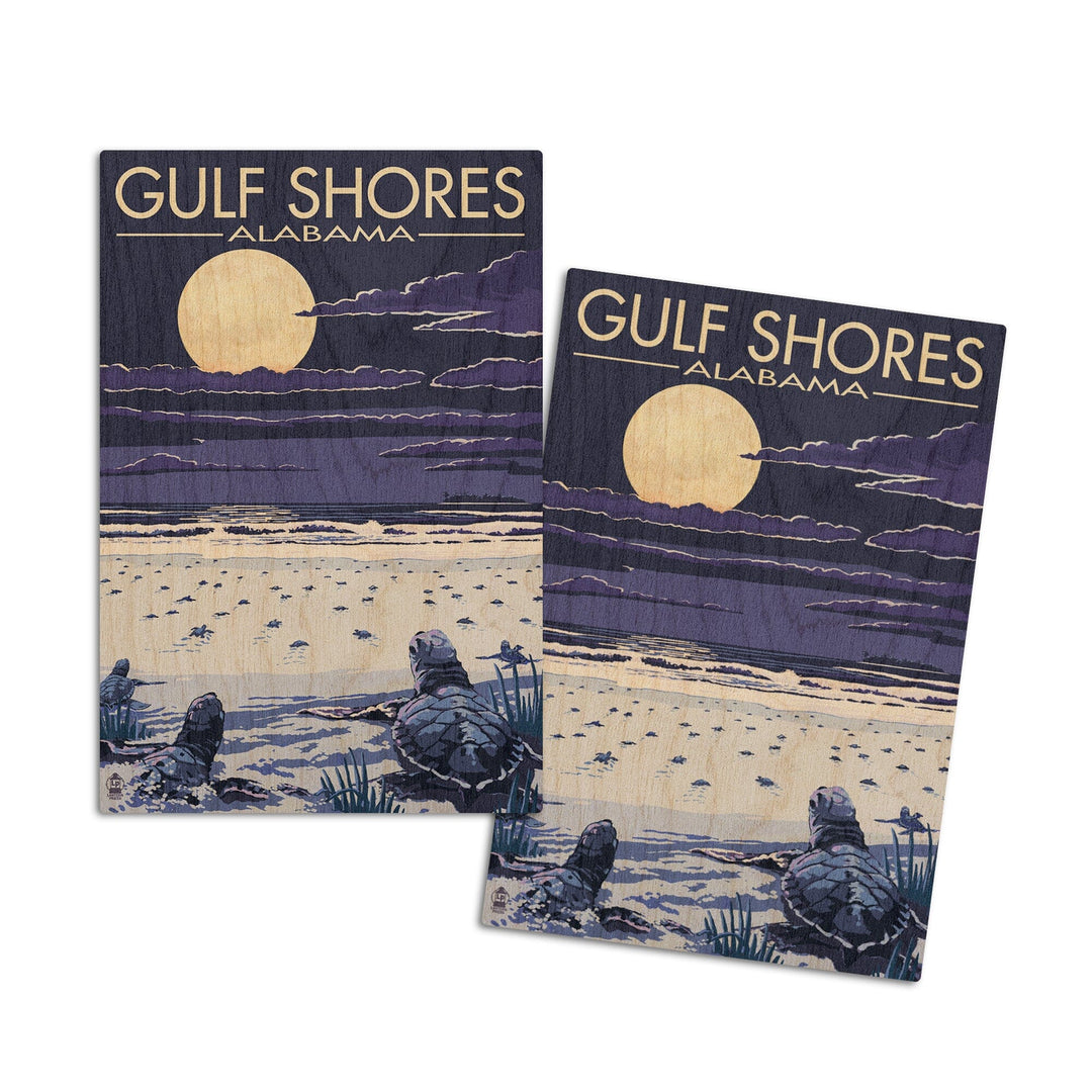 Gulf Shores, Alabama, Sea Turtles, Lantern Press Artwork, Wood Signs and Postcards - Lantern Press