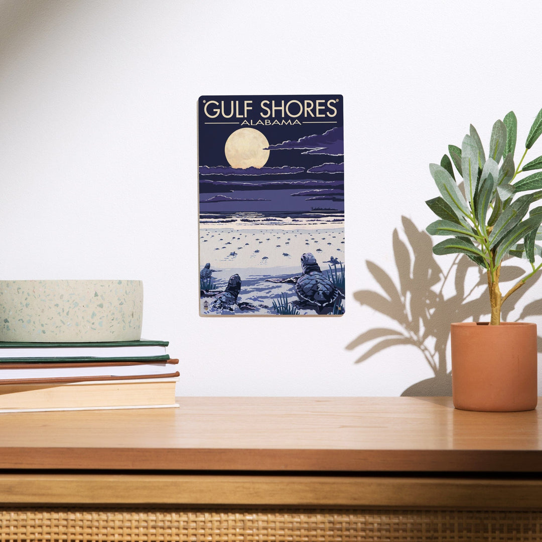 Gulf Shores, Alabama, Sea Turtles, Lantern Press Artwork, Wood Signs and Postcards - Lantern Press