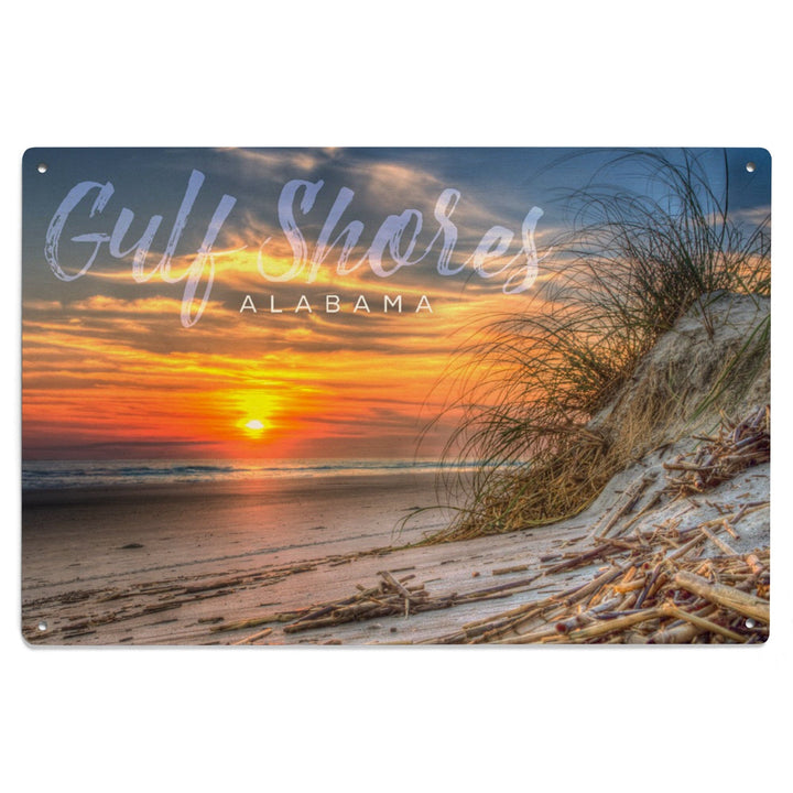 Gulf Shores, Alabama, Sunset on Beach, Lantern Press Photography, Wood Signs and Postcards - Lantern Press