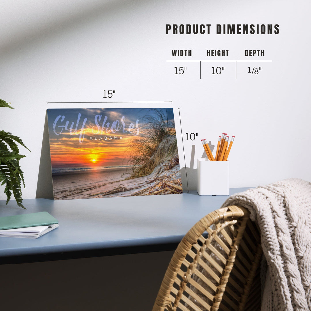 Gulf Shores, Alabama, Sunset on Beach, Lantern Press Photography, Wood Signs and Postcards - Lantern Press