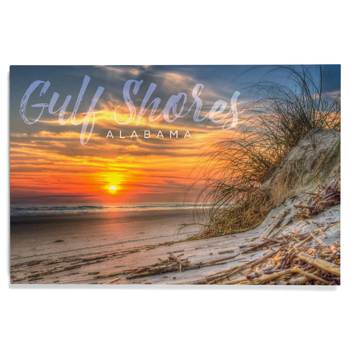 Gulf Shores, Alabama, Sunset on Beach, Lantern Press Photography, Wood Signs and Postcards - Lantern Press