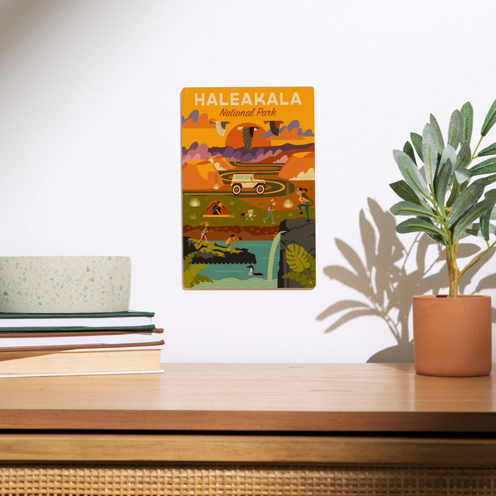 Haleakala National Park, Hawaii, Geometric National Park Series, Lantern Press Artwork, Wood Signs and Postcards - Lantern Press