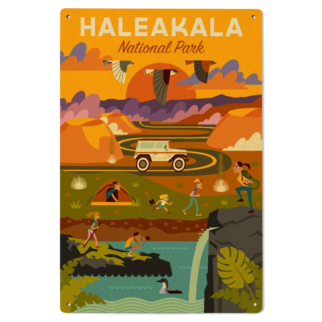 Haleakala National Park, Hawaii, Geometric National Park Series, Lantern Press Artwork, Wood Signs and Postcards - Lantern Press