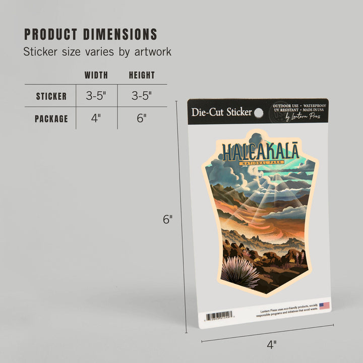 Haleakalā National Park, Lithograph National Park Series, Contour, Vinyl Sticker Sticker Lantern Press